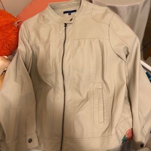 Faux leather off white jacket size 3x